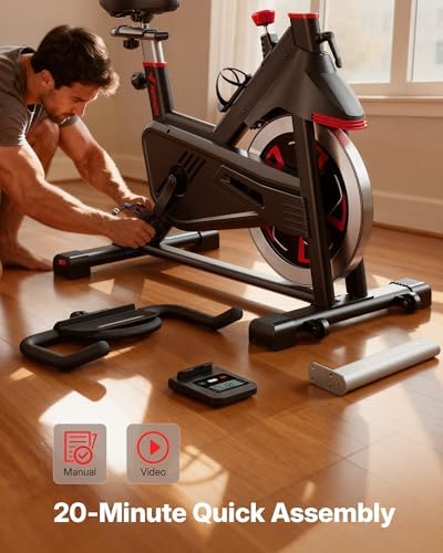MERACH Magnetic Exercise Bike, Heavy Duty Stationary Bike for Home Gym