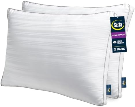 Serta Down Illusion Ultra Support Cotton Pillows, Standard/Queen (2 Pack)