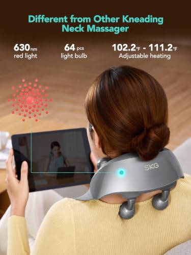 SKG H7 Ultra Neck Massager for Pain Relief Deep Tissue Cordless, Grey