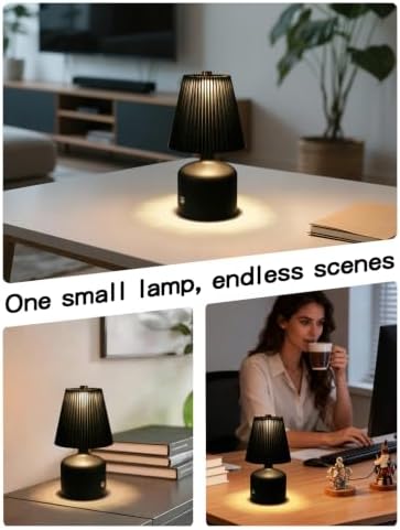 Small Bedside Table Lamp, Dimmable Cordless Lamp with 3 Color