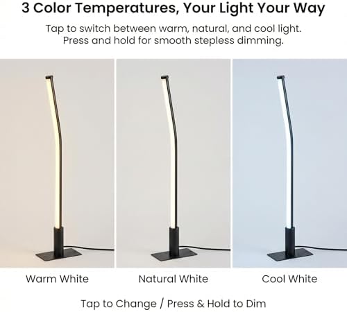 LED Touch Bedside Table Lamp,3 Color Temperatures,Dimmable,6W,Black