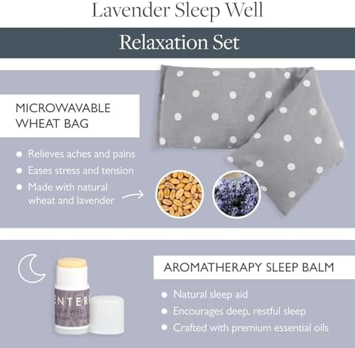 Scentered Lavender Heating Pad & Microwavable Neck Wrap – Aromatherapy Neck Pillow & Sleep Balm Gift Set – Pain Relief for Muscle Aches, Shoulders & Back – Heat Pack & Essential Oil Roll On for Sleep