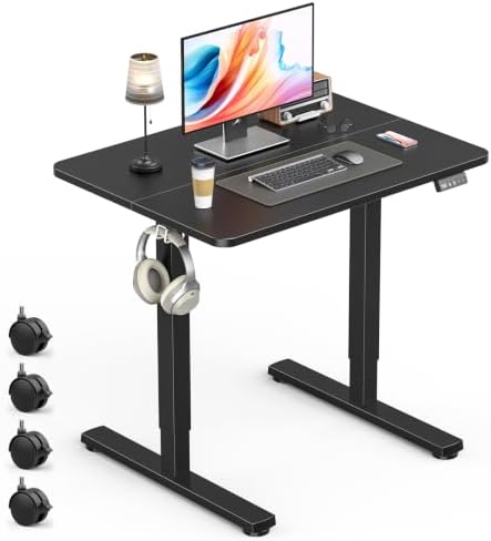 Small Electric Standing Desk, Gaming Desk, 31.5x24 Inch, Black