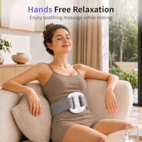 Fascia Ring Massager, Hands Free Full Body Vibration Device with Adjustable Strap, 3 Modes & 5 Intensity Levels for Belly, Shoulders, Waist & Legs