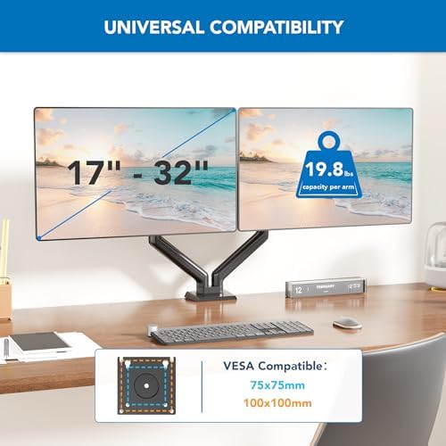 Mount-It! Dual Monitor Mount, 17-32", 19.8 lbs Each