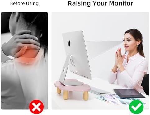 AFOOYO Monitor Stand Riser,Cloud Shape Wood Computer Monitor Stand, 16.5IN Monitor Stand Riser, Multi-Purpose Desktop Organizer Riser for Computer,Laptop,Printer,TV,Purple