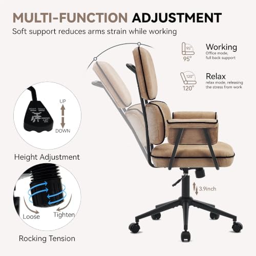 Ergonomic Office Chair, Mid Century Modern Desk Chair, Vintage Brown
