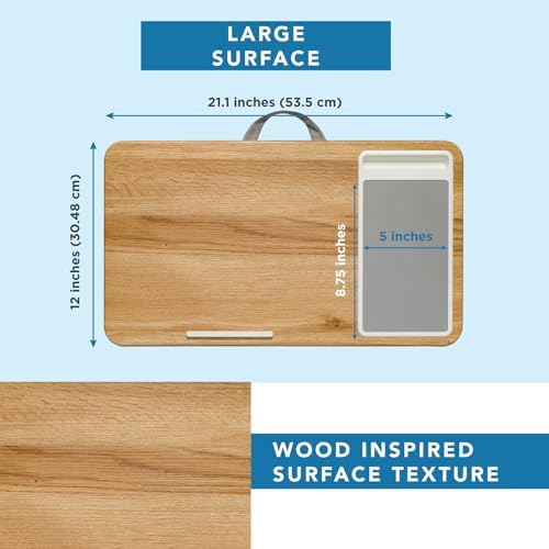 LAPGEAR Home Office Lap Desk – Oak Woodgrain, Fits 15.6” Laptops