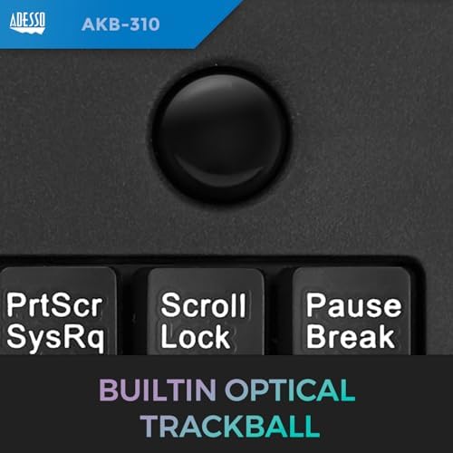 Adesso AKB-310UB Wired USB Mini Trackball Keyboard, Black