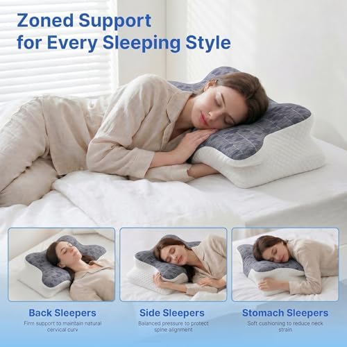 Upgrade Cervical Pillow for Neck Support, 2-Height Adjustable Pillow