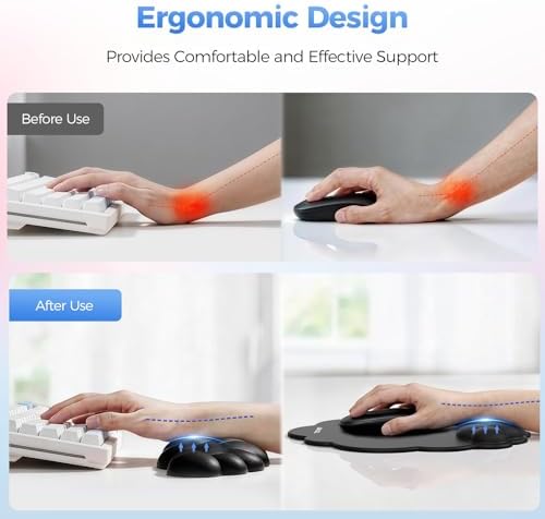 TECKNET Cloud Mouse Pad with Wrist Rest, Ergonomic Cloud Wrist Rest with Non-Slip Base, PU Leather Memory Foam Mouse Pad Wrist Support for Keyboard and Mouse, Pain Relief for Typing, Gaming, Black