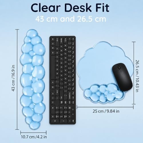 Cloud Gel Wrist Rest Set for Keyboard and Mouse – Ergonomic Wrist Support for Keyboard & Mouse Pad – Non-Slip Desk Wrist Support for Computer, Laptop & Gaming (Blue)
