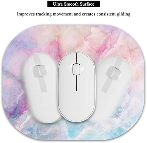 Small Mouse Pad 6 x 7 Inch, Oval Mini Mouse Pad with Non-Slip Rubber Base, Waterproof Compact Mouse Mat for Laptop Computer Wireless Mouse Keyboard Tray Home Office Travel, Purple Marble