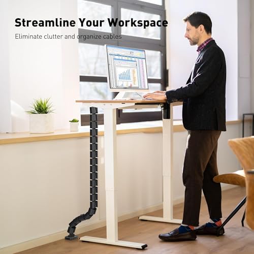 Magnetic Cable Management Spine, Instant Snap-On Wire Vertebrae for Metal Frame Gaming Desks, Dragon Bone Style Floor-to-Desk Cord Concealer for Steel Legs & Standing Desks