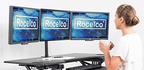 Rocelco Premium Triple Monitor Desk Mount - Standard Pattern Fits 13" - 27" LED LCD Flat Computer Screen - Three Articulated Full Motion Adjustable Arms - Grommet and C Clamp - Black (R DM3)