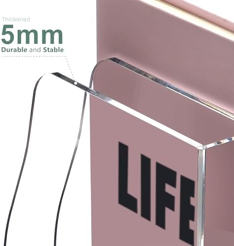 SANRUI Acrylic Magazine File Holder, 6 Vertical Compartments Desk Document Sorter Organizer, Clear Folder Rack Binder Bookstore Workspace Sorters for Office Accessories Organization Storage