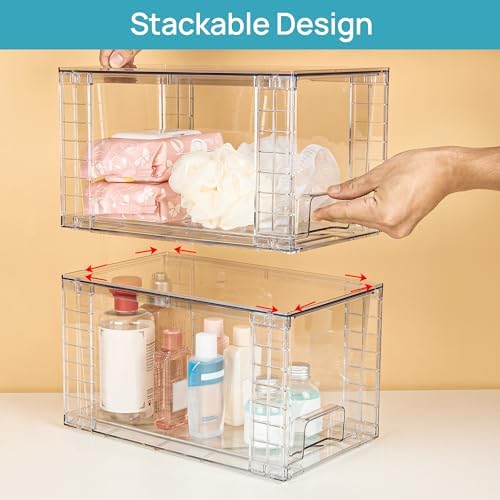 Vtopmart 2 Pack Large Stackable Storage Drawers, Clear