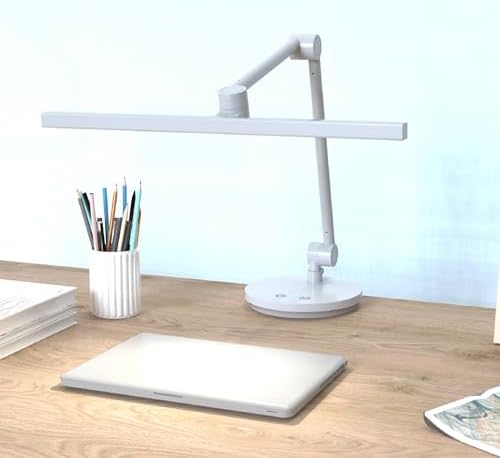 ArchDesk 18.9’ Desk Lamp: Dim, Warm~Cool White Adjustable, Anti-Glare, Sensor, 10W LED, Eye Protection, Foldable, Perfect for Painting, Design, Work, Study, Reading & Office (White)