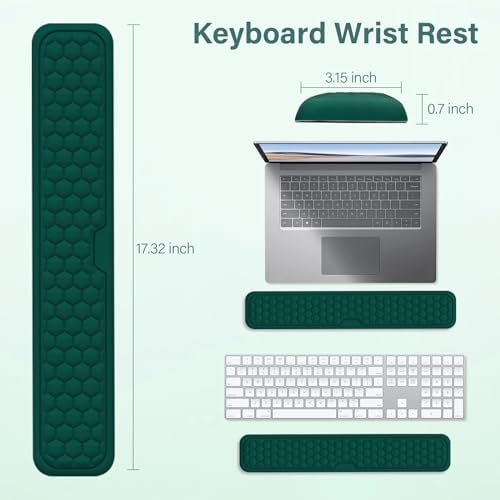MOSISO Large Gaming Mouse Pad&Massage Keyboard Wrist Rest, Peacock Green