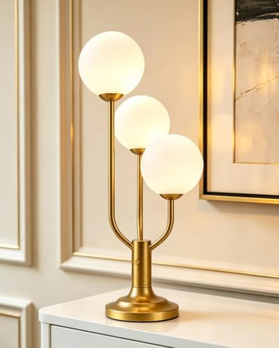 Lightdot Gold Globe Table Lamp for Bedroom Gift G9 Bulbs Included Dimmable