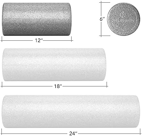 Philosophy Gym 12" High-Density Foam Roller for Exercise, Massage, Muscle Recovery - Round, Gray