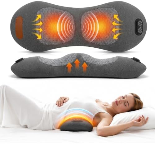 3 in 1 Back Massager, Electric Lumbar Support Pillow Heat Vibration Massage Lower Back Spine Decompression Device, Dark Gray