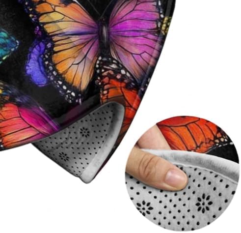 Highly Premium Quality Floor Mat, Office Chair Decor Mat, Room Sofa Yoga Soft Round Carpet Colorful Butterflies Butterfly Art, 24inch