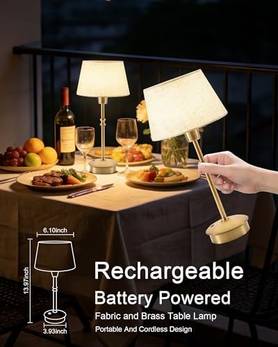 2 Pack Small Cordless Table Lamp, Rechargeable Touch Lamp