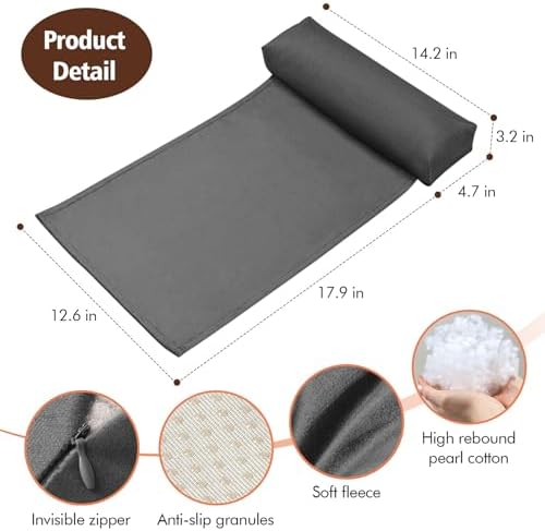 WdFour Velvet Neck & Head Pillow for Recliner Chair, Small Ergonomic Cervical Support Pillow for Home, Office and Travel, Non-Slip Cushion for Tension Relief & Shoulder Comfort (Dark Gray)
