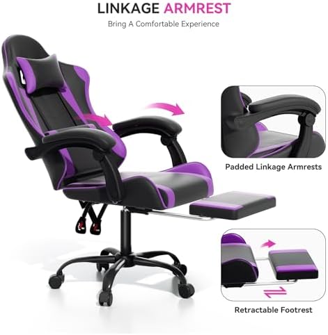 Gaming Chair, Racing Style Computer Gamer Chair, Purple
