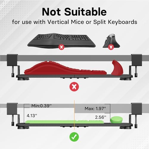 BONTEC Under Desk Keyboard Tray, Pull-Out Keyboard & Mouse Platform