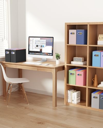 Oterri Portable Collapsible Cardboard File Box with Handle for Letter-Size