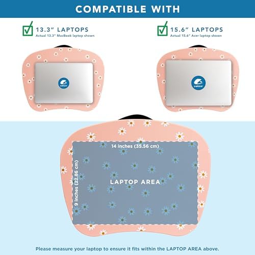 LAPGEAR MyStyle Lap Desk – Pink Daisy, Fits 15.6” Laptops