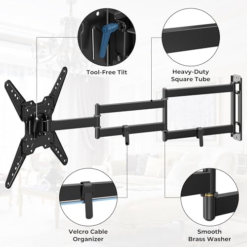 BONTEC Long Arm TV Wall Mount, Full Motion, 37.4" Extension for 26–65" TVs