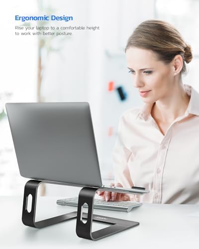 Nulaxy Full Aluminum Laptop Stand, Stable Support to 22 lbs, Black
