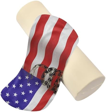 Bolster Pillow Decorative Neck Roll Pillow Round Pillow for Back Cylinder Throw Pillows for Couch Neck Support America Flag USA Don't Tread on Me Patriotic Blue Red