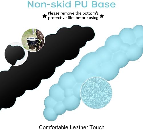 JIKIOU Upgrade Leather Cloud Wrist Rest for Keyboard and Mouse & Cup Pad