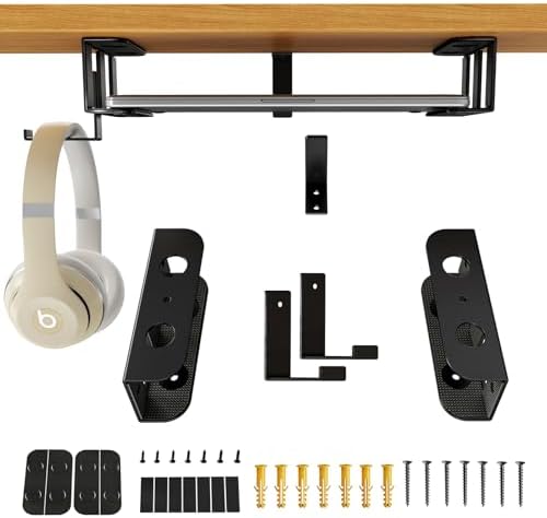 BYMECOST Under Desk Laptop Mount, Metal Under Desk Storage Holder, Black