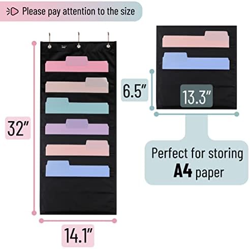 Mr. Pen- Hanging Wall File Organizer, 6 Pocket, Black