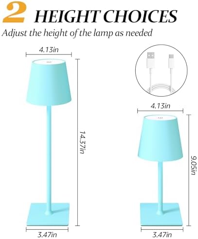 CHLORANTHUS 2 Pack Cordless Table Lamps, 3 Colors Stepless Dimming, 5000mAh Rechargeable Battery LED Desk Lamp for Bedroom/Couple Dinner/Desk/Cafe/Dining Room/Terrace