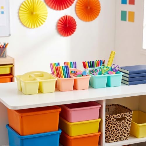 Kathfly 6 Pack Classroom Caddy Organizer with Handle Bulk, Macaron Color