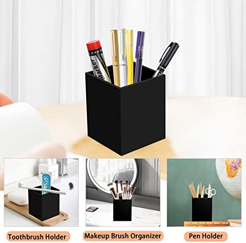 Ptaedex Acrylic Pen Holder Organizer, Black Pencil Holder for Desk, 2 Pack