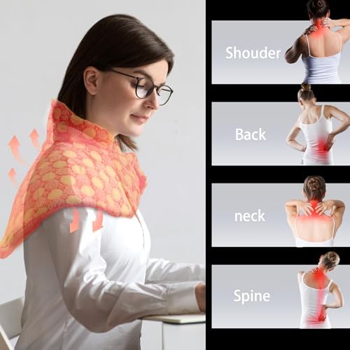 Full Weighted Heating Pad for Neck and Shoulders, Pasonio Large Electric Heated Wrap for Cramps and Pain Relief - 2.4lb Hot Heat Pad with Moist & Dry Heat Therapy Options, Washable- (18"x22") - PYQ03