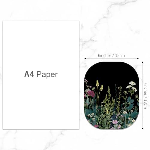 Small Mouse Pad, 6 x 7 Inch, Oval Mini Mouse Pad with Non-Slip Rubber Base for Laptop Wireless Mouse Keyboard Tray Mousepad, Blooming Flowers