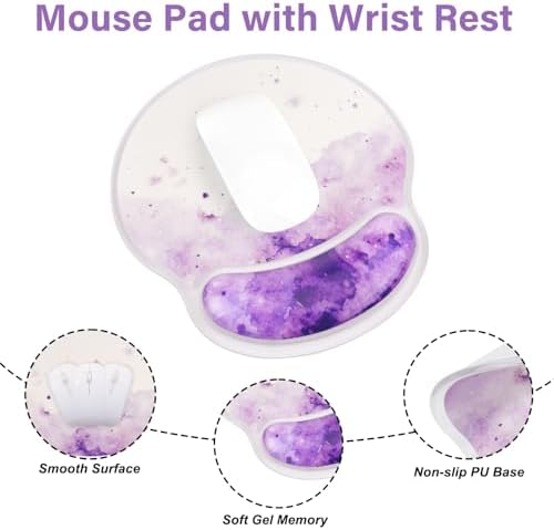 MOSISO Gel Wrist Rest Support for Mouse Pad & Keyboard Set, Purple