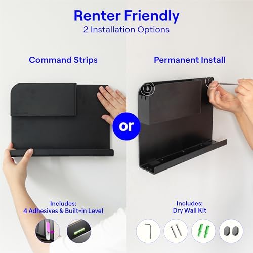 WallShelfie Bedside Wall Organizer & Dorm Decor for Dorm Room - Black