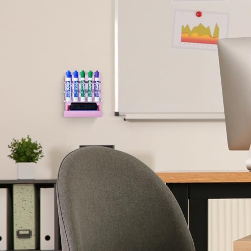 MyGift Hanging Rose Pink Dry Erase Whiteboard Marker Holder with 10 Slots