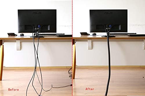 Alex Tech 10ft - 1.25 inch Cord Protector Wire Loom Tubing Cable Sleeve Split Sleeving for USB Cable Power Cord Audio Video Cable – Protect Cat from Chewing Cords - Black