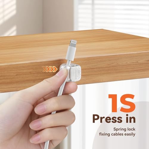6Pack Cable Clips Cord Organizer for Desk, 360° Rotatable, Clear