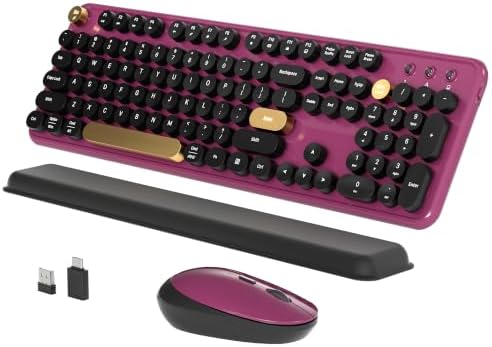 Wireless Computer Keyboard and Mouse Combos, Burgundy-Black